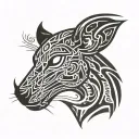 the cool letters k and s are shaped like the bones of a burnt rat's head tattoo design idea