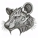 the cool letters k and s are shaped like the bones of a burnt rat's head tattoo design idea