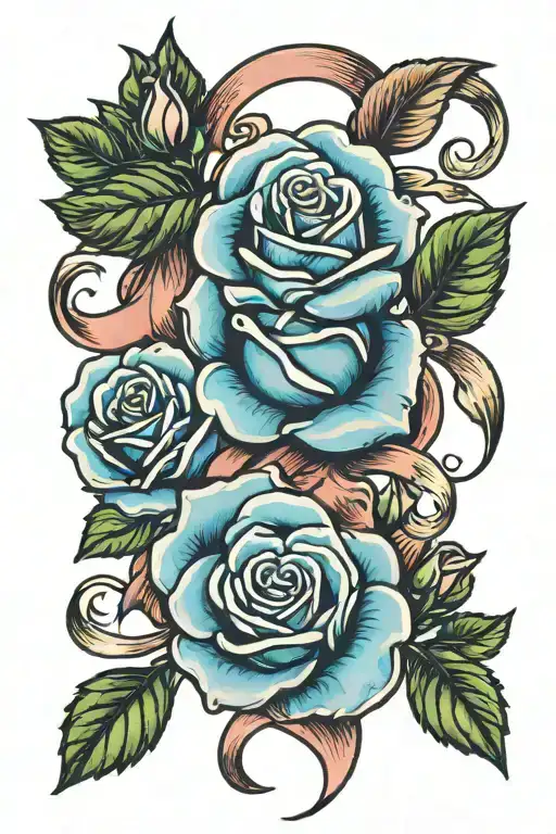 roses and breast, cancer, ribbon intertwined tattoo design idea