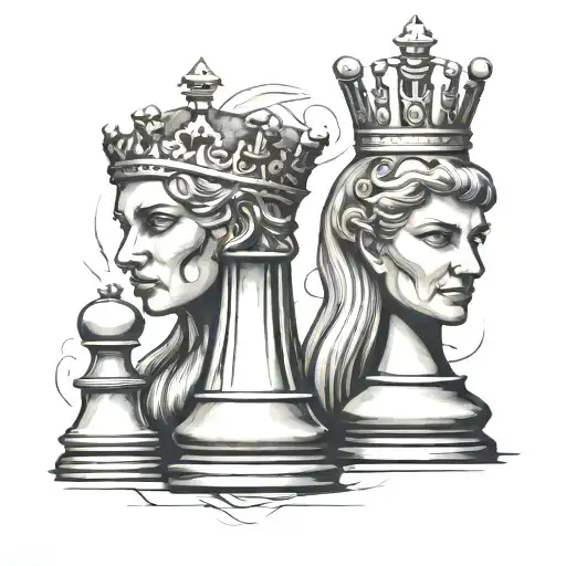 chess king and queen chess pieces tattoo design idea