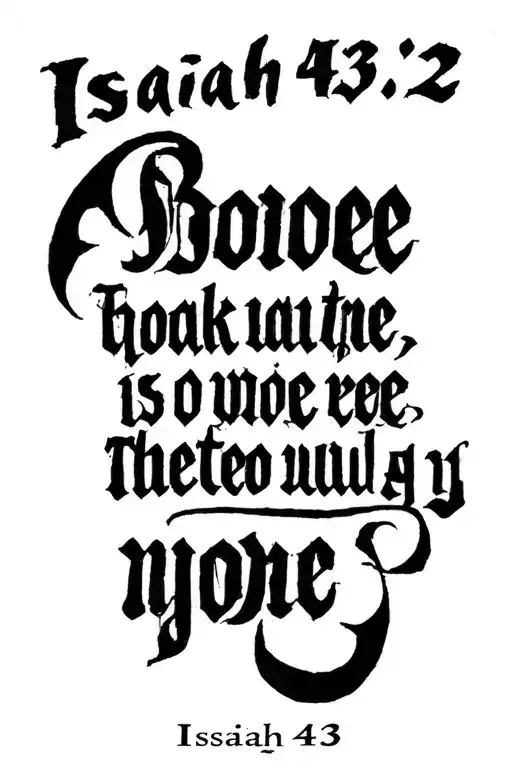 Isaiah 43:2 whole verse written in cursive tattoo design idea
