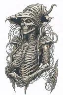 mummy witch runes open your heart tattoo design idea