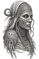 mummy witch runes open your heart tattoo design idea