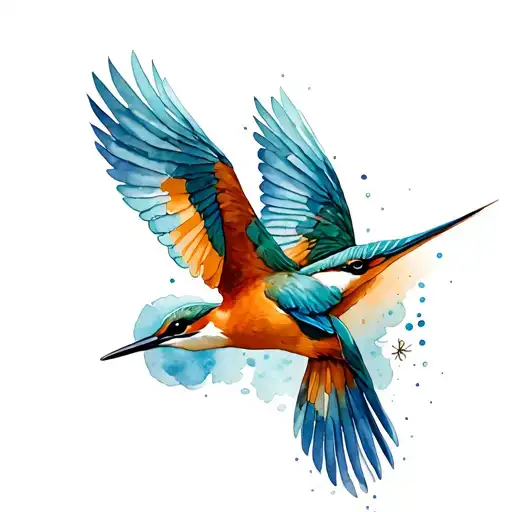 kingfisher flying tattoo design idea