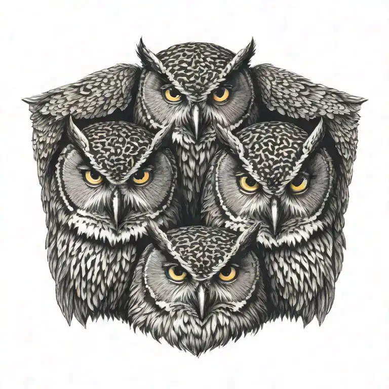 owls covering ears just two eyes" tattoo design idea
