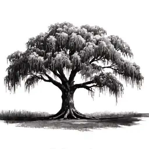 live oak tree with spanish moss tattoo design idea