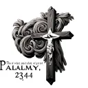 3 Calvary Crosses and Psalm 23:4 bold written within tattoo design idea