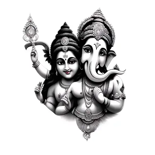 god shiv krishna and ganesha tattoo design idea