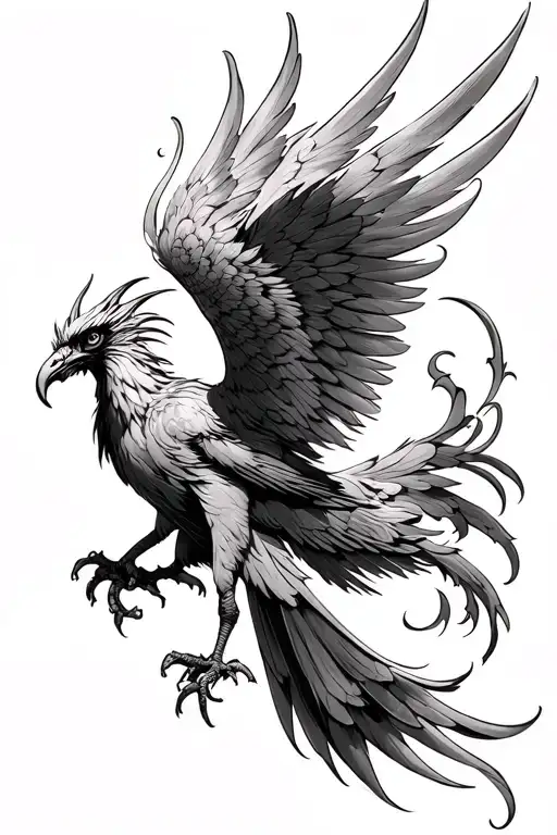 phoenix with outstretched wings tattoo design idea