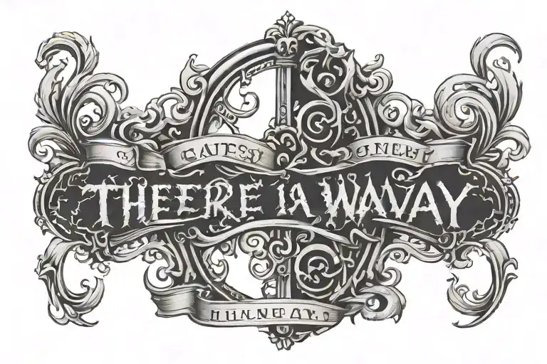 Tattoo design saying, “There is always a way”. With gates that are dark and evil blocking the way. tattoo design idea