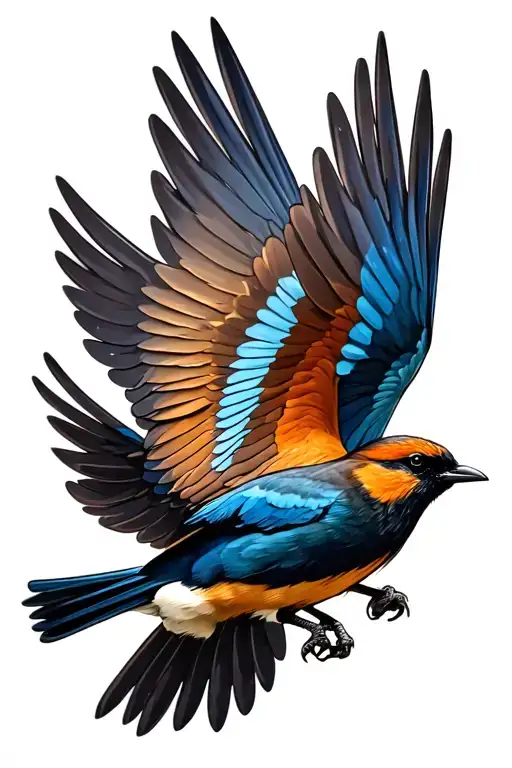 starling bird flying tattoo design idea