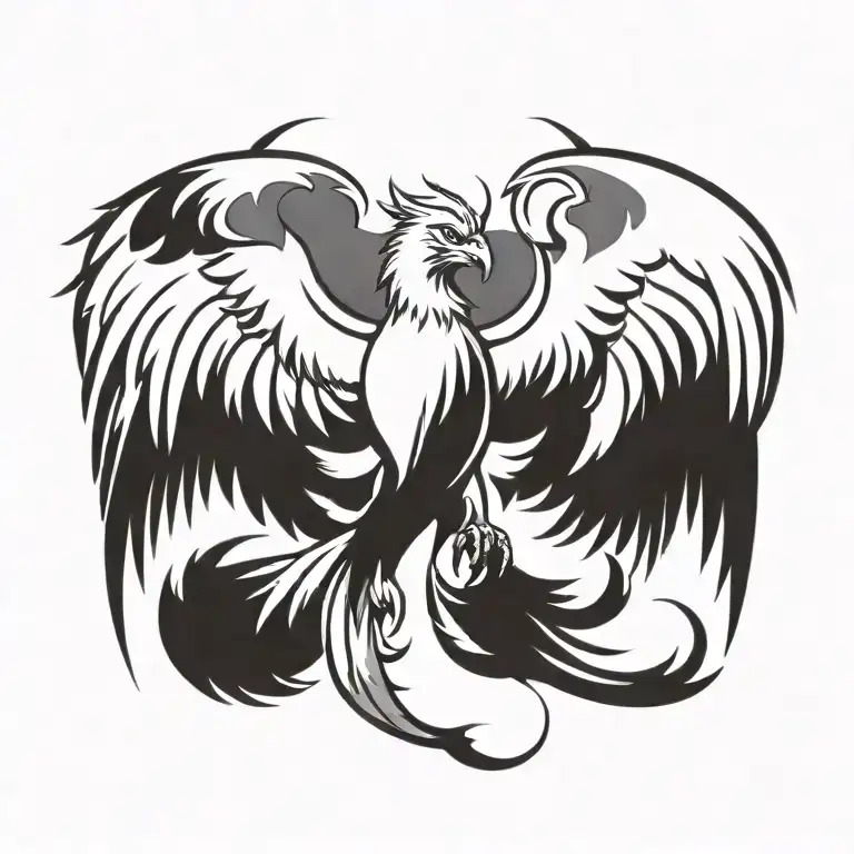 phoenix with wings open tattoo design idea