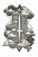 zeus lightning bolt and clouds surrounding tattoo design idea