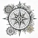berbere compass mixed with classic compass rose tattoo design idea