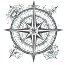 berbere compass mixed with classic compass rose tattoo design idea