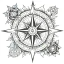 berbere compass mixed with classic compass rose tattoo design idea