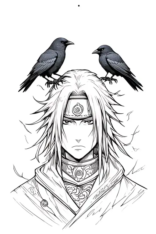 Itachi Uchiha with crows tattoo design idea