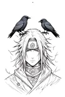 Itachi Uchiha with crows tattoo design idea