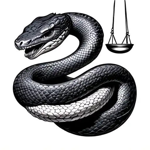 A snake wraps around libra tattoo design idea