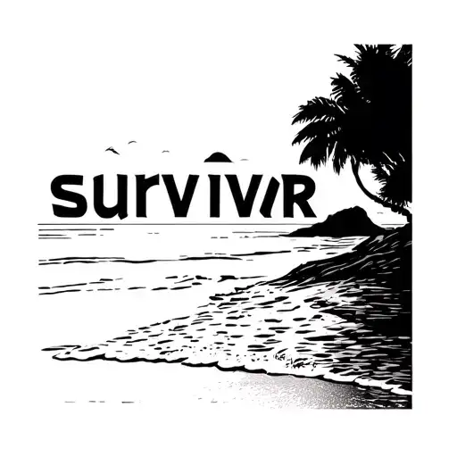 "Survivor " beach scene easy to draw tattoo design idea