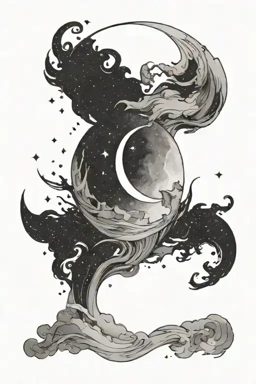 Celestial minimalistic shoulder tattoo featuring the moon tattoo design idea