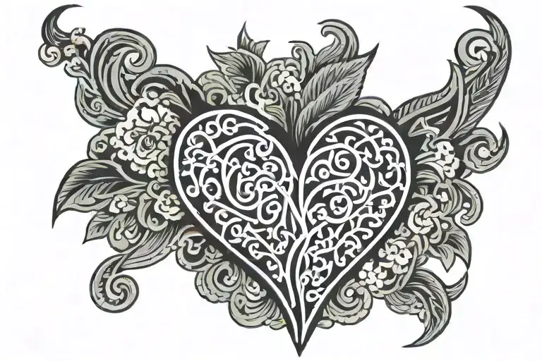 tribal heart with 11 9 96   tattoo design idea