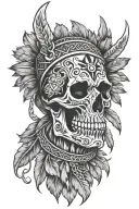 indian skull sickle death dog Venezuela tattoo design idea