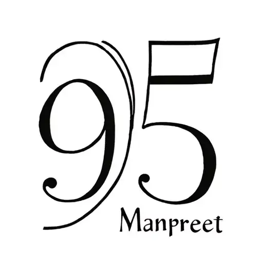 A tattoo design with number 95 and Manpreet word hidden inside it. It should be hidden so no one sees it tattoo design idea