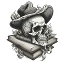 books skull ghost face tattoo design idea