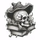 books skull ghost face tattoo design idea