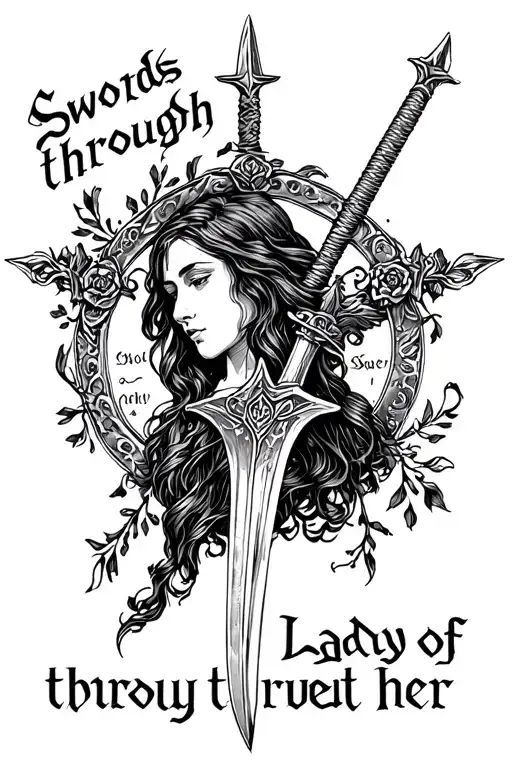 "swords through her" lady of sorrows mcr tattoo design idea