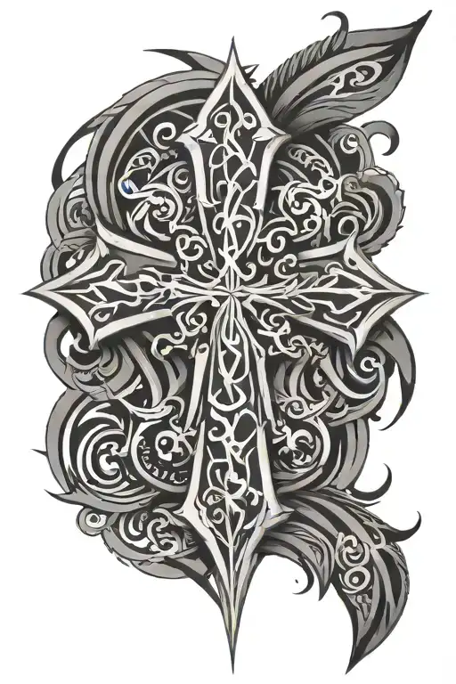 tribal cross back tattoo tattoo design idea