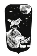 wolf space tattoo design idea