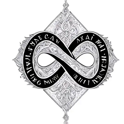 infinity symbol made up with names King, messiah, adonai tattoo design idea