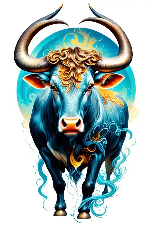 Taurus Bull and Aquarius mixed together tattoo design idea