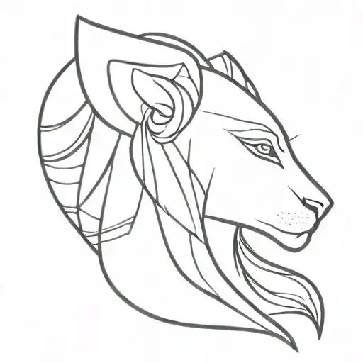 Sekhmet goddess profile traditional lady head tattoo design idea