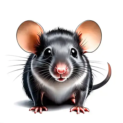 rat on back legs with face formed in its fur tattoo design idea