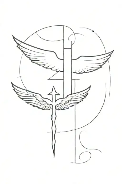 cross with a wing made tattoo design idea