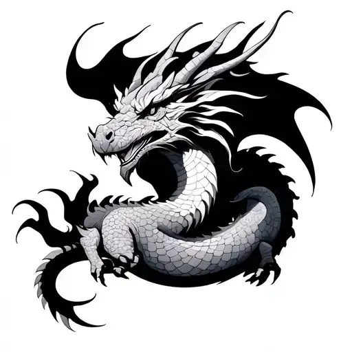 Dotwork Dragon tattoo design idea