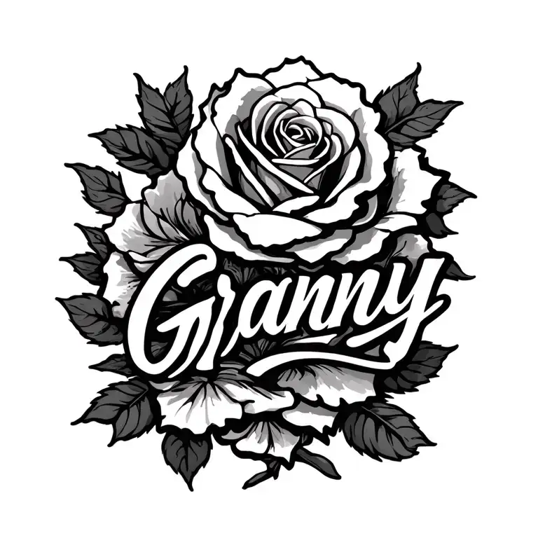 "Granny" rose intertwined tattoo design idea