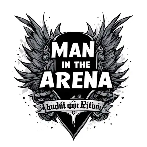 "Man in the arena" quote inspired image tattoo design idea