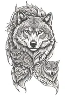 wolf bear owl tattoo design idea