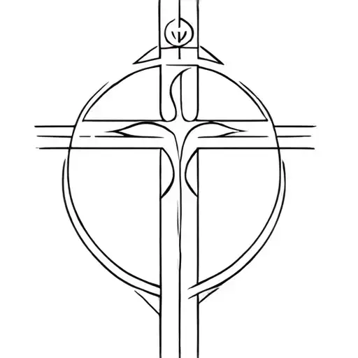Christian coptic glorious cross rounded  tattoo design idea