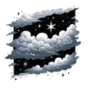 clouds and stars tattoo design idea