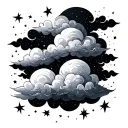 clouds and stars tattoo design idea