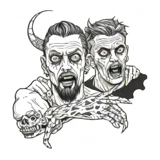 Gay friends trying tattoo design idea