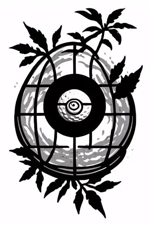 simple nature tattoo with disc golf basket tattoo design idea