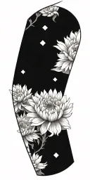 chrysanthemum with geometric background black tattoo design idea