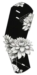 chrysanthemum with geometric background black tattoo design idea