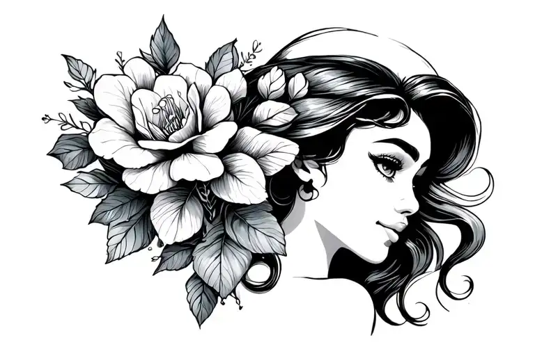 tiana linework illustration tattoo design idea